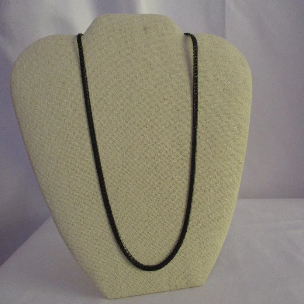 Flat Curb Necklace 24 Inches in ION Plated Black Stainless Steel 13.3 Grams